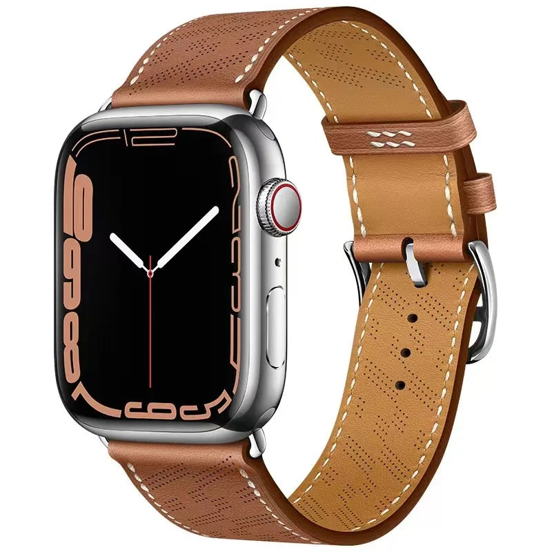 Genuine Leather Bracelet Strap For Apple Watch Band 45mm 49mm 41mm 44mm 42mm 40mm band iWatch Ultra/2 10 42/46mm 9 8 7 6 5 4 SE